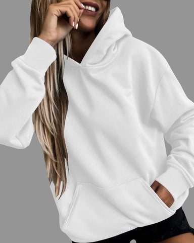 Women's Solid Hoodie Sweatshirt