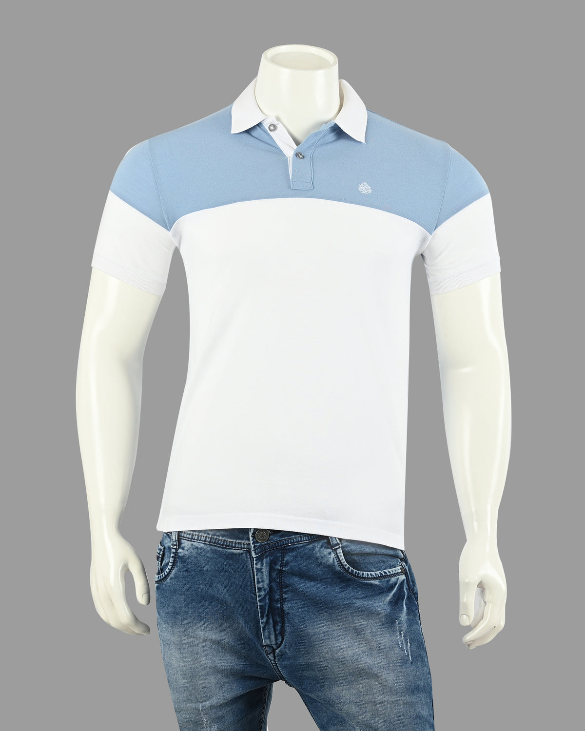 Men's 2 Shades Polo Half Sleeve Slim Fit T-Shirt