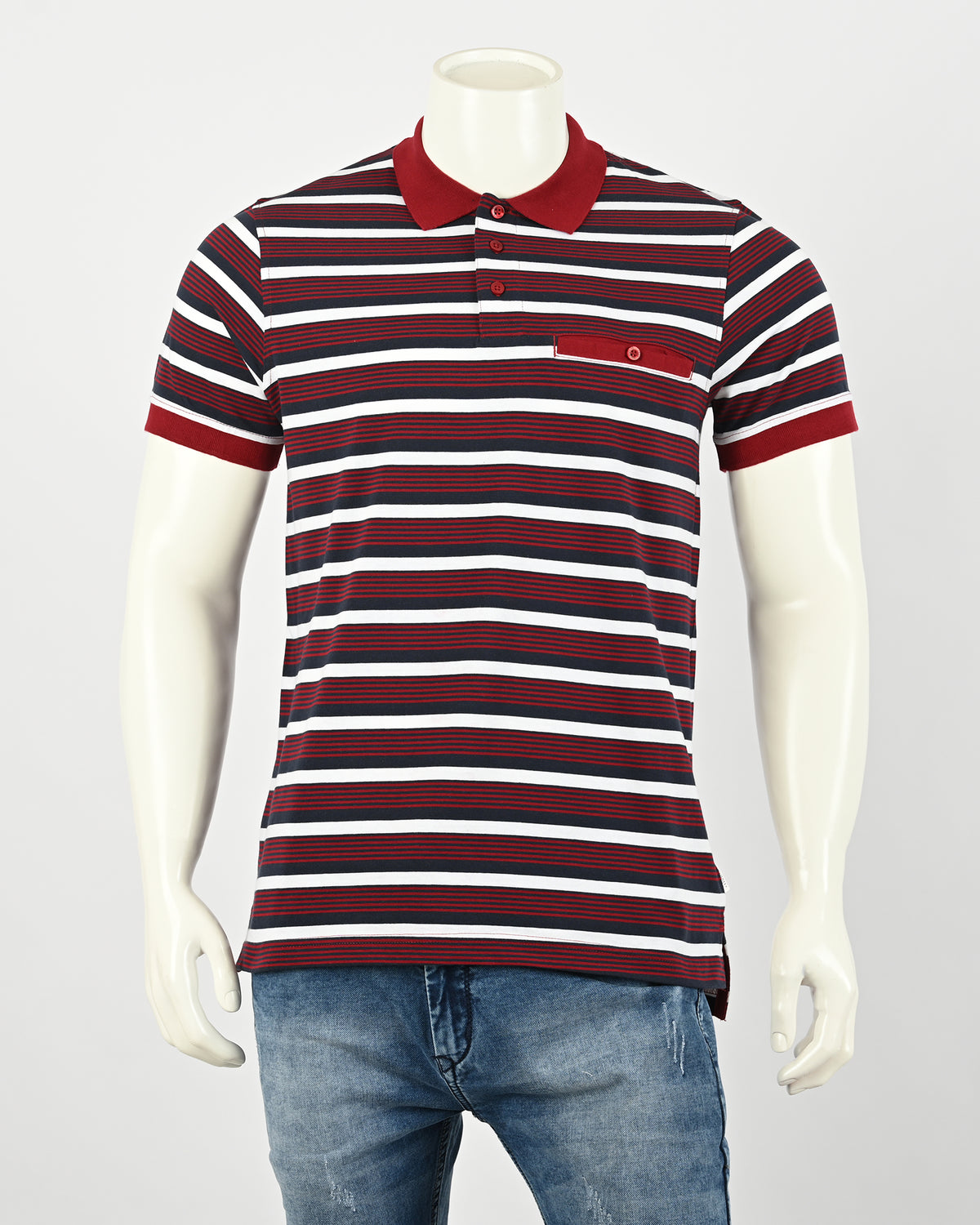 Striped polo t-shirt with short sleeves