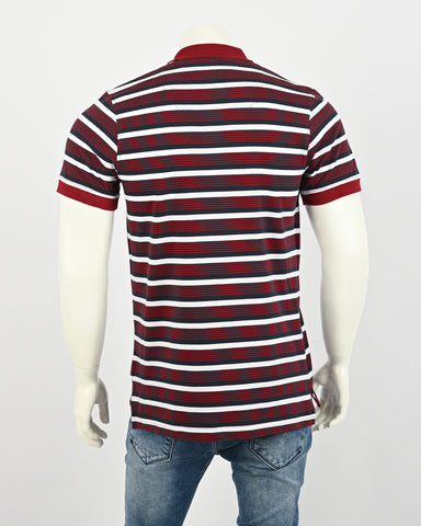 Striped polo t-shirt with short sleeves