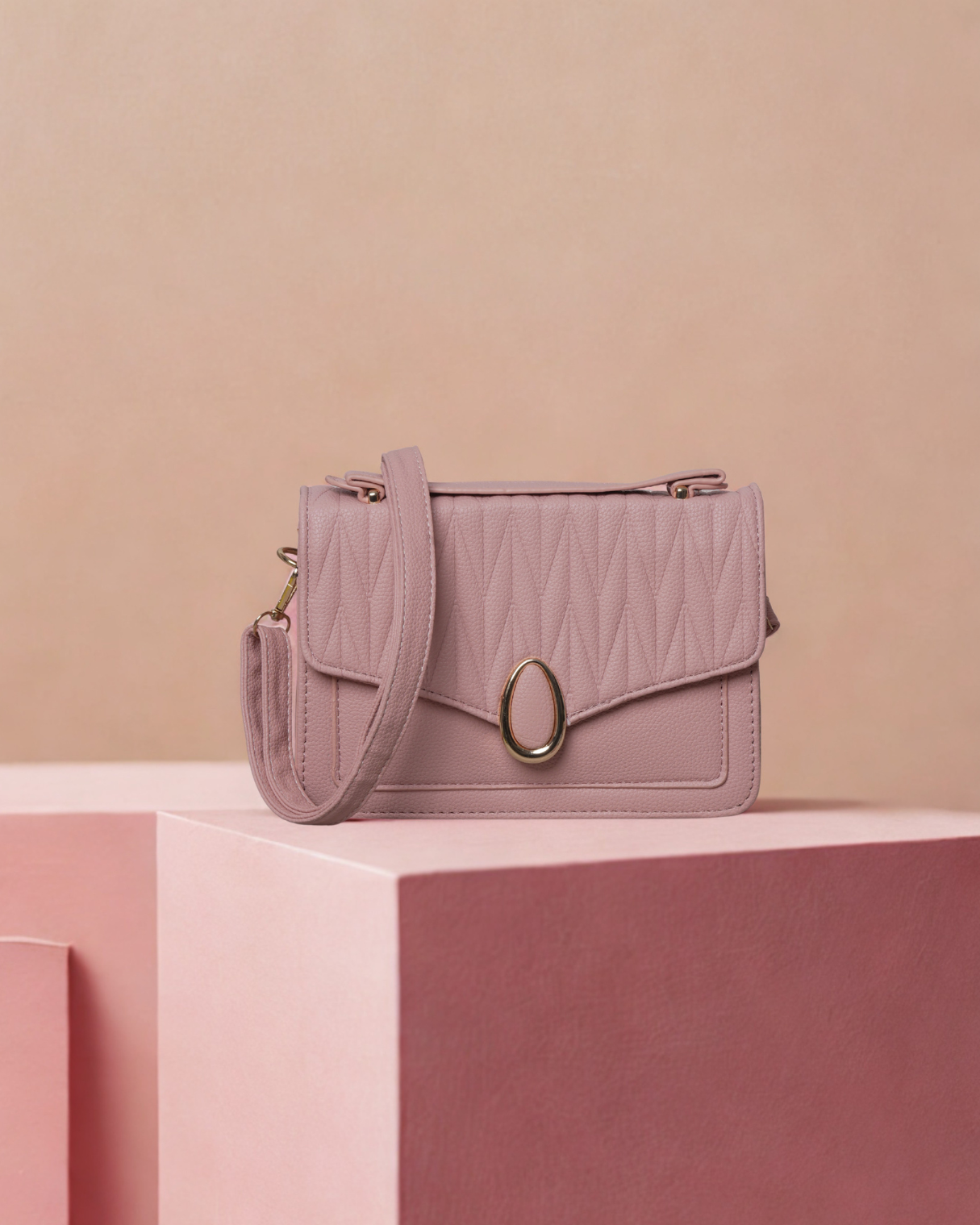 Elegant Beige Quilted Top Handle Handbag | Crossbody Satchel with Gold Hardware