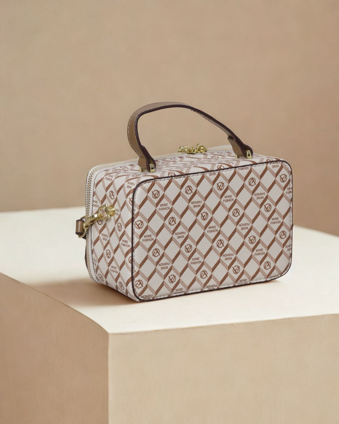 Chic Structured Box Crossbody Bag - Printed & Metallic