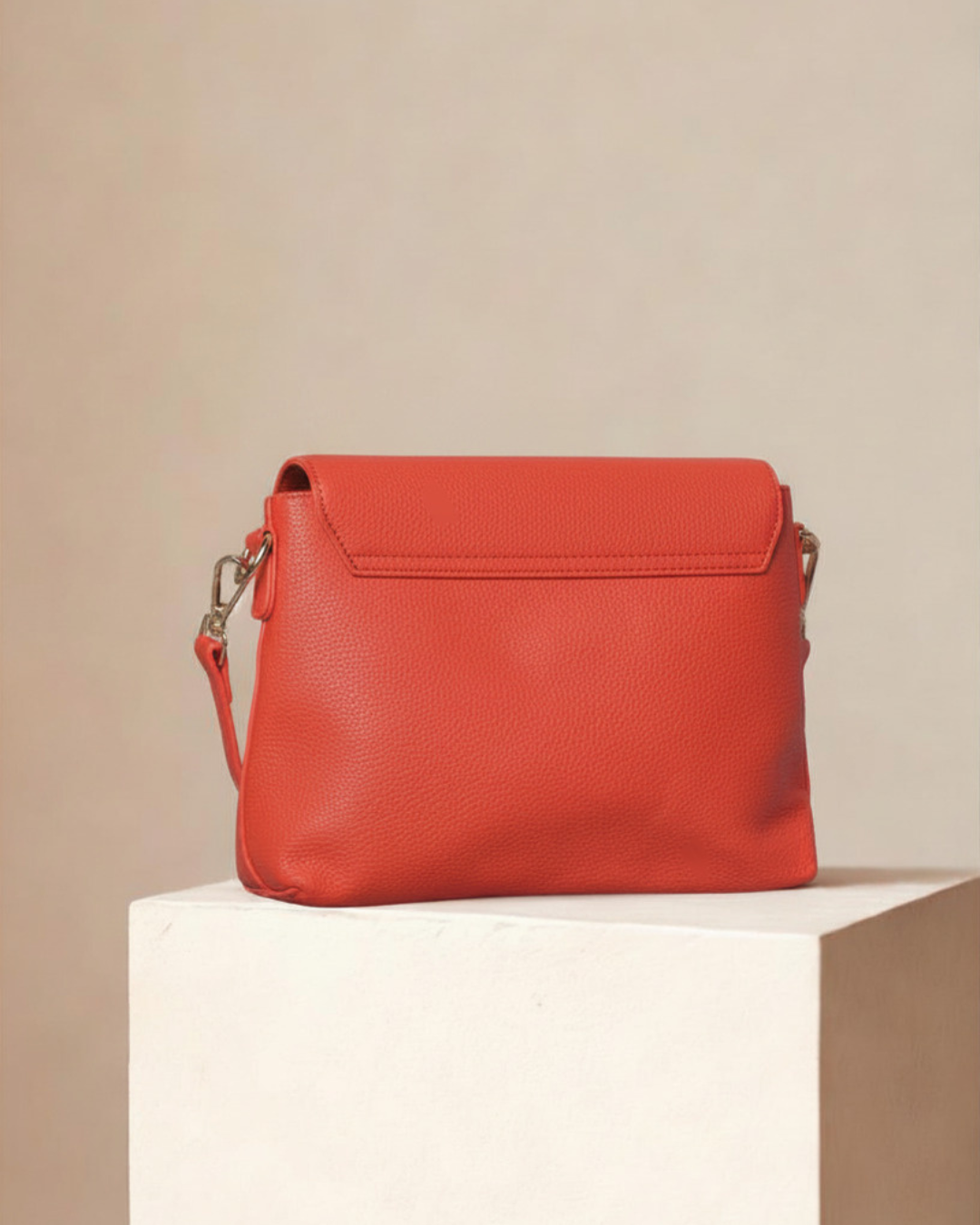 Pebbled Leather-Look Shoulder Purse with Adjustable Strap