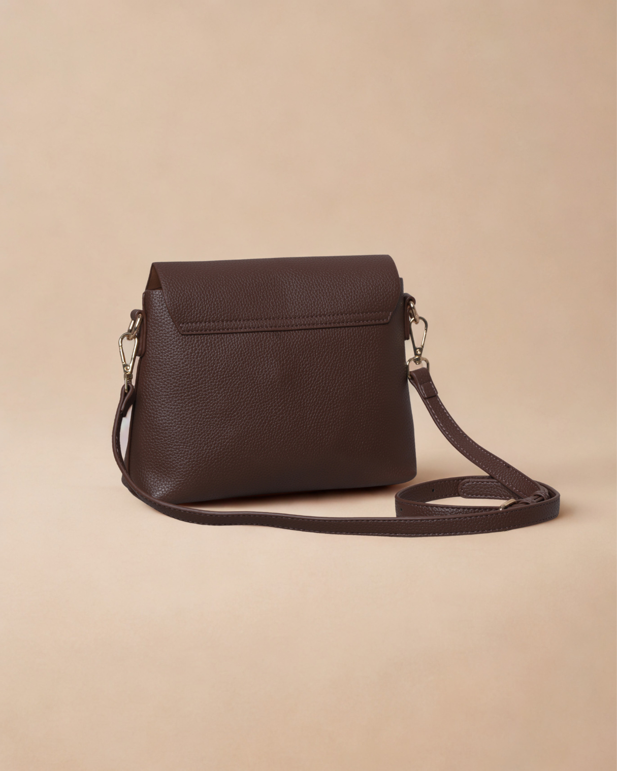 Pebbled Leather-Look Shoulder Purse with Adjustable Strap
