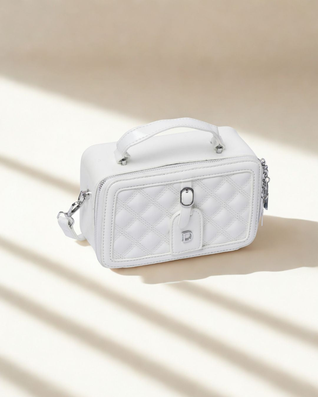 Chic Structured Box Crossbody Bag - Printed & Metallic