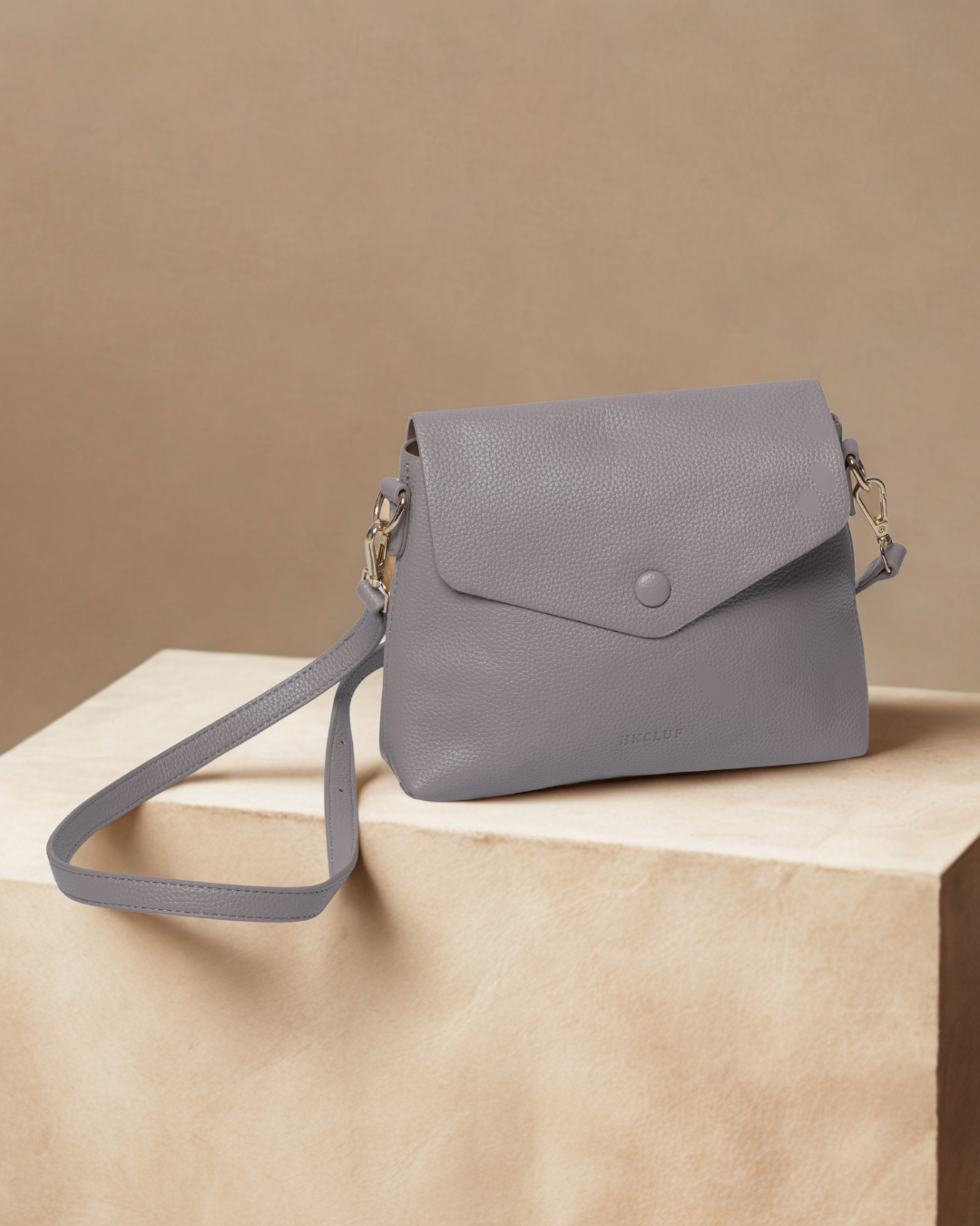 Pebbled Leather-Look Shoulder Purse with Adjustable Strap