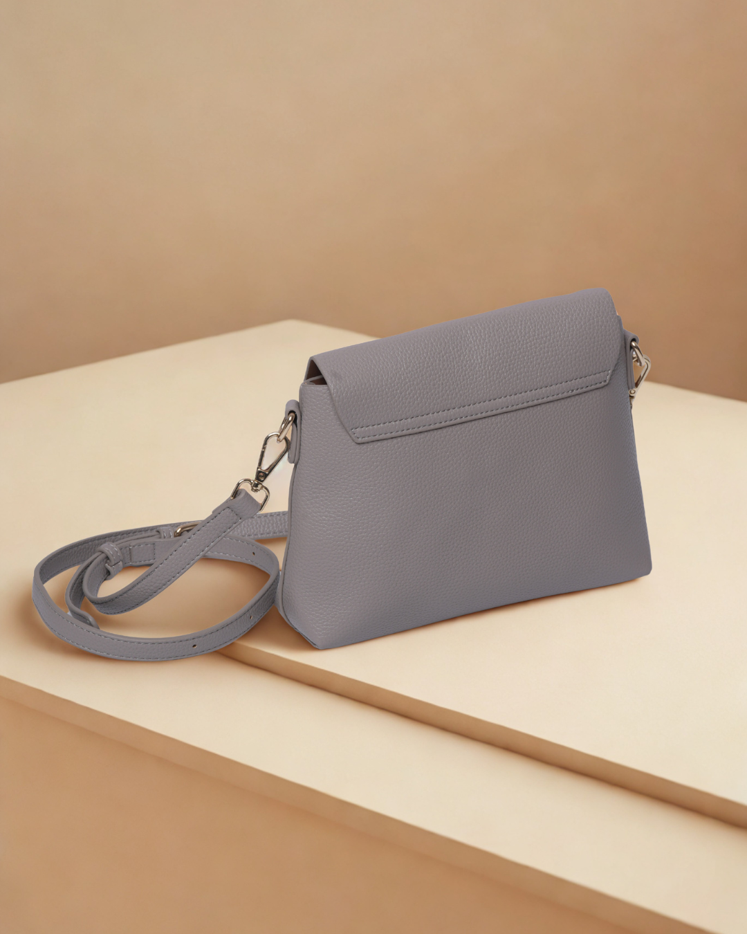 Pebbled Leather-Look Shoulder Purse with Adjustable Strap
