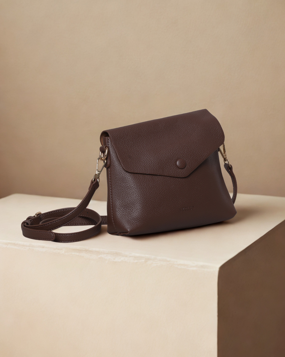 Pebbled Leather-Look Shoulder Purse with Adjustable Strap