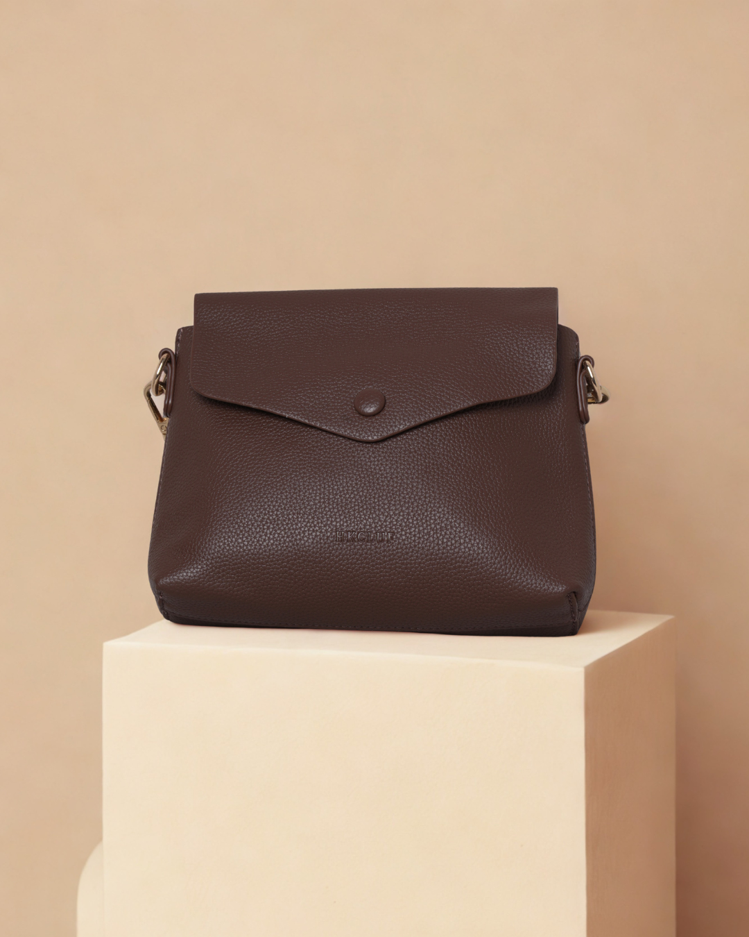 Pebbled Leather-Look Shoulder Purse with Adjustable Strap