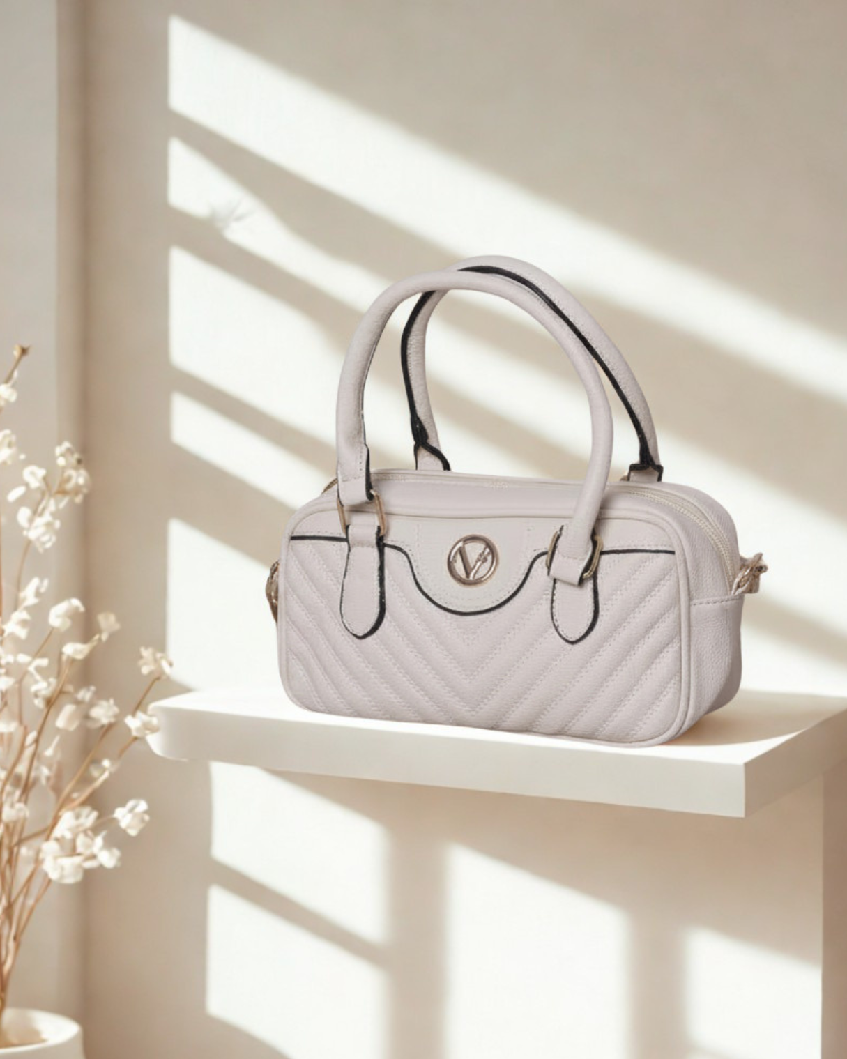Elegant Chevron Quilted Top-Handle Handbag – Versatile Satchel Bag