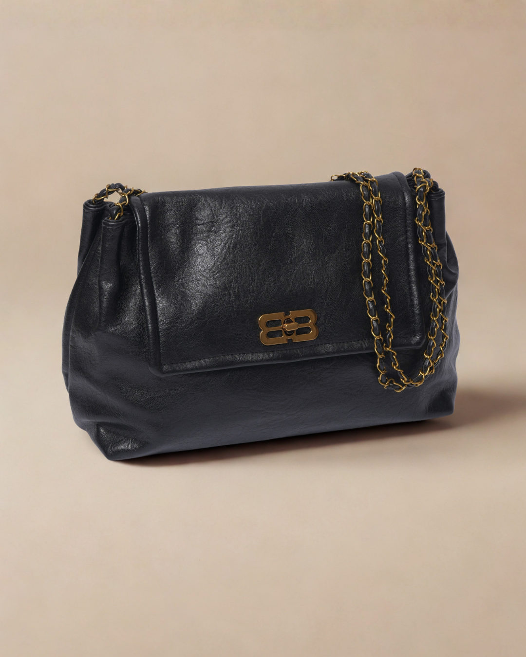 Women's Soft Leather Chain Shoulder Bag – Elegant Flap Crossbody Handbag
