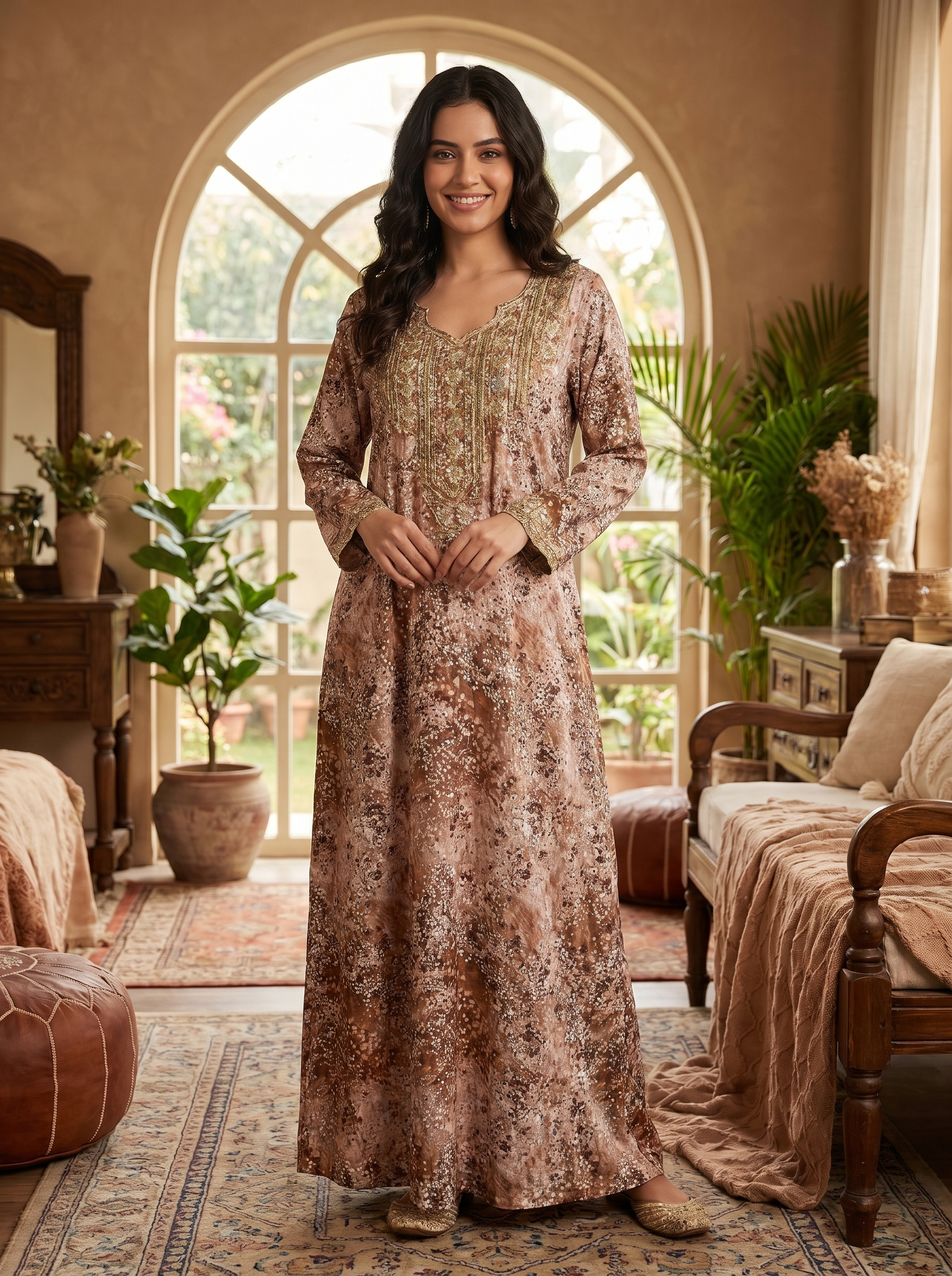 Floral Print Long Sleeve Maxi Dress - Casual Resort Wear