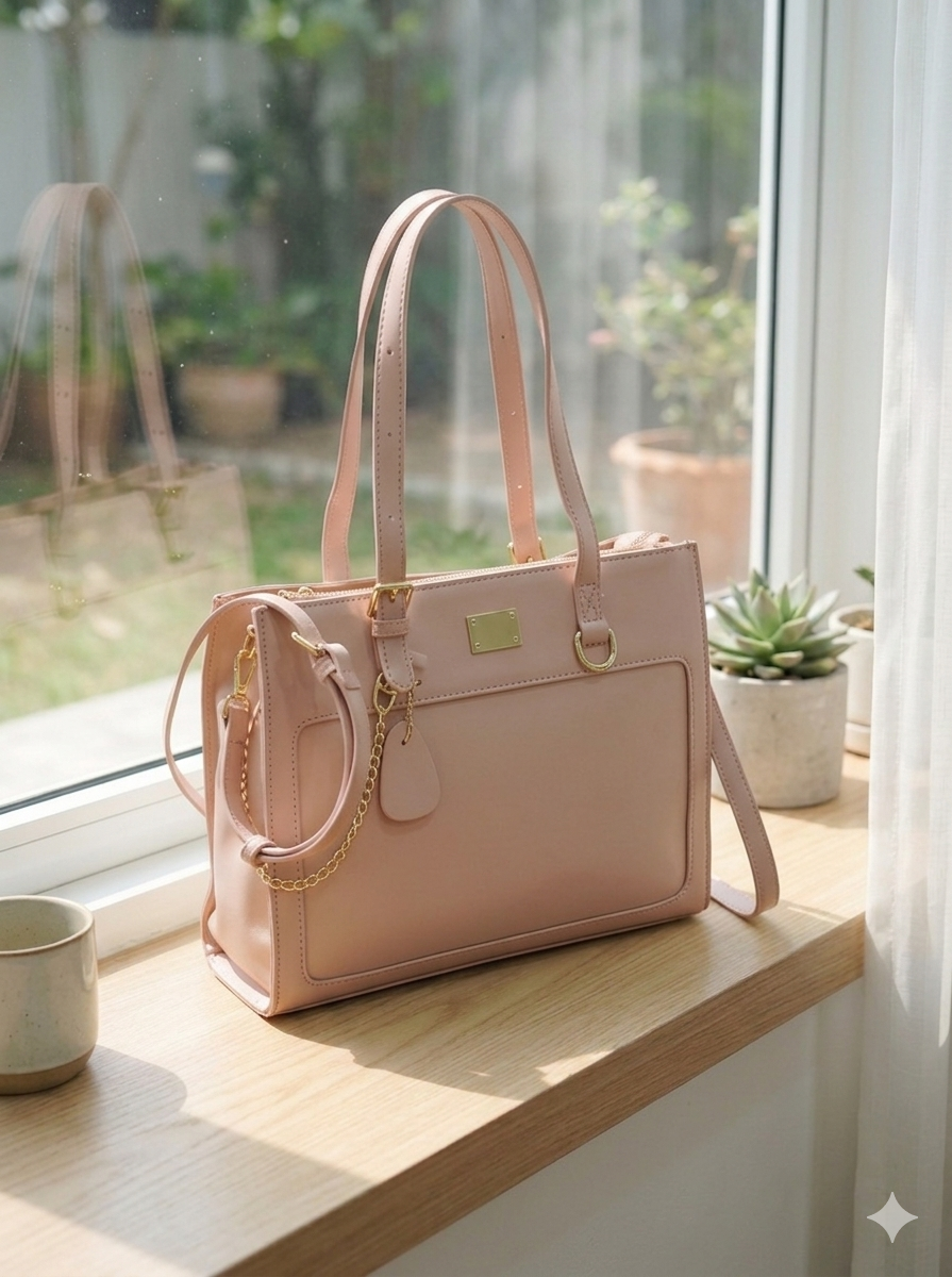 Elegant Transparent Panel Tote Bag for Women – Structured Shoulder Handbag