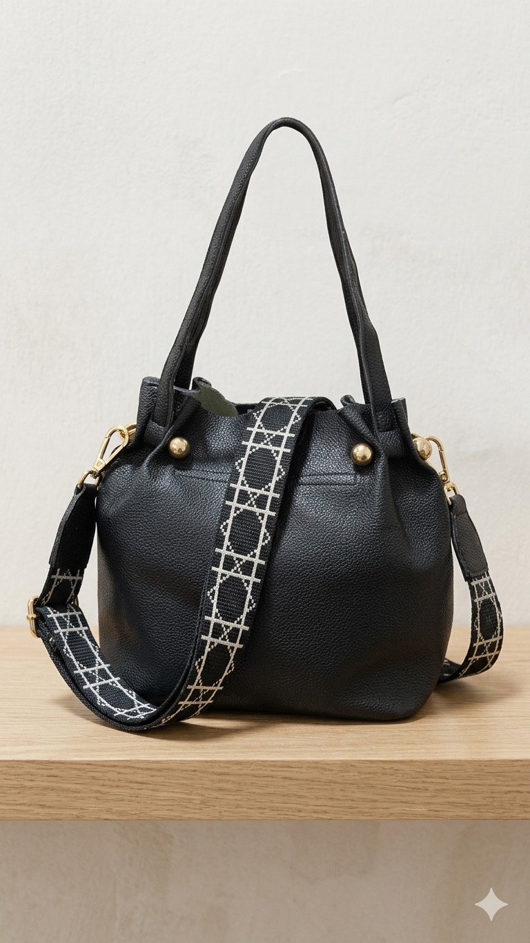 Elegant Small Tote Handbag for Women – Soft Leather Shoulder Bag with Detachable Scarf Accent