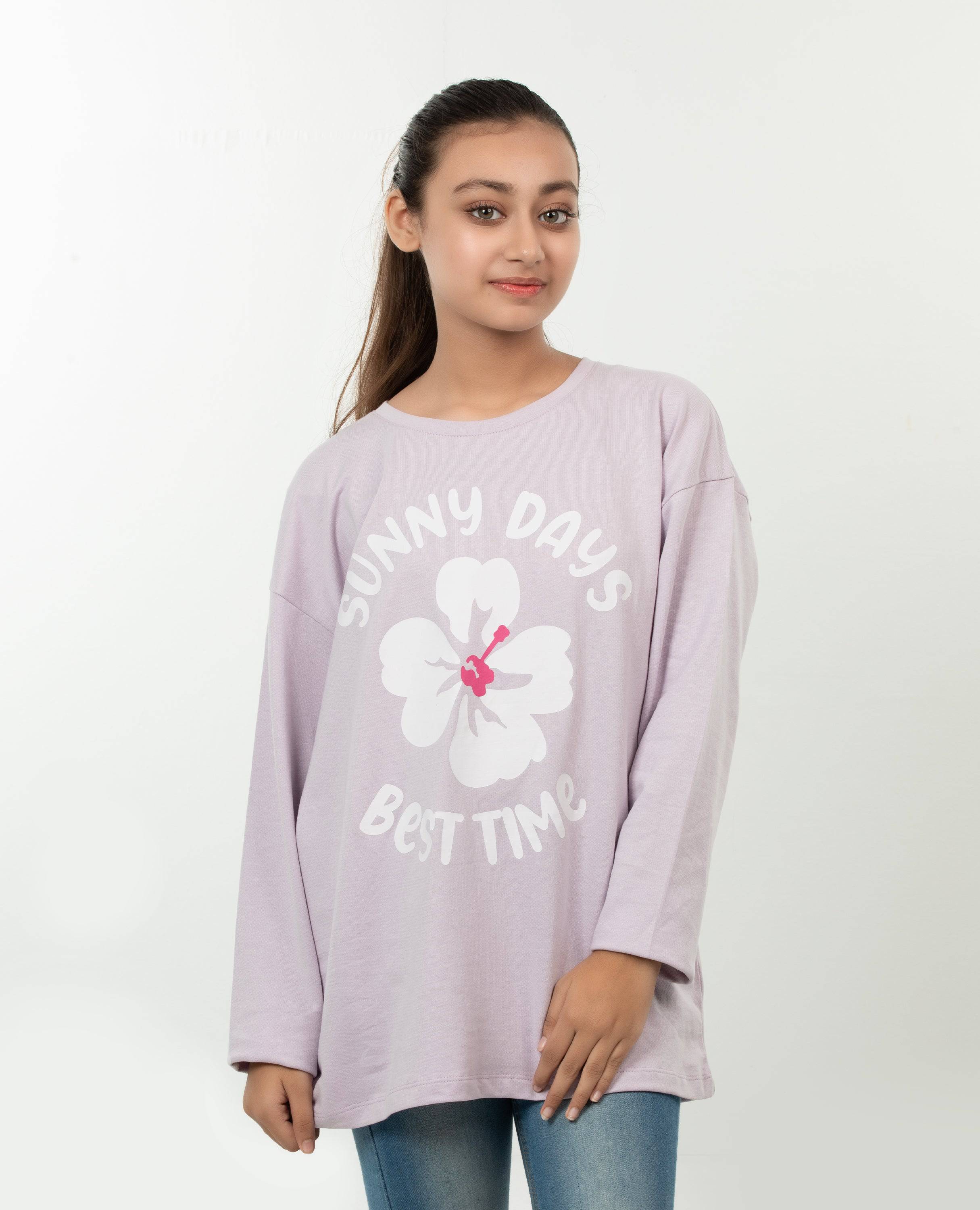 Girls' Long Sleeve Printed T-Shirts 4-Piece Set – Casual Cotton Tops