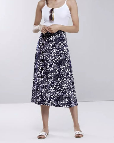 Women's  Floral Printed Maxi Skirt with Button Detail