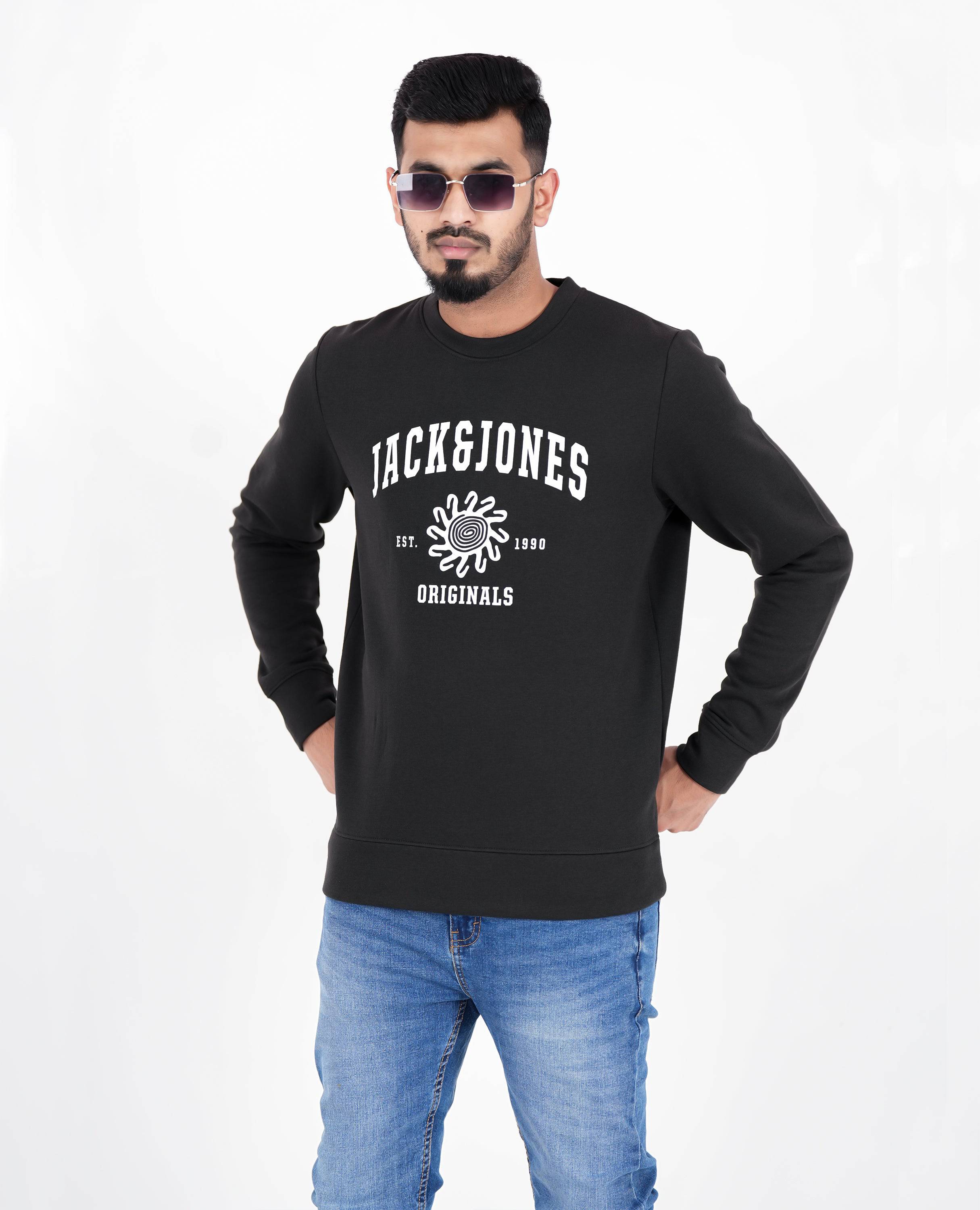 J&J Men's Stylish SweatShirt Black Front picture