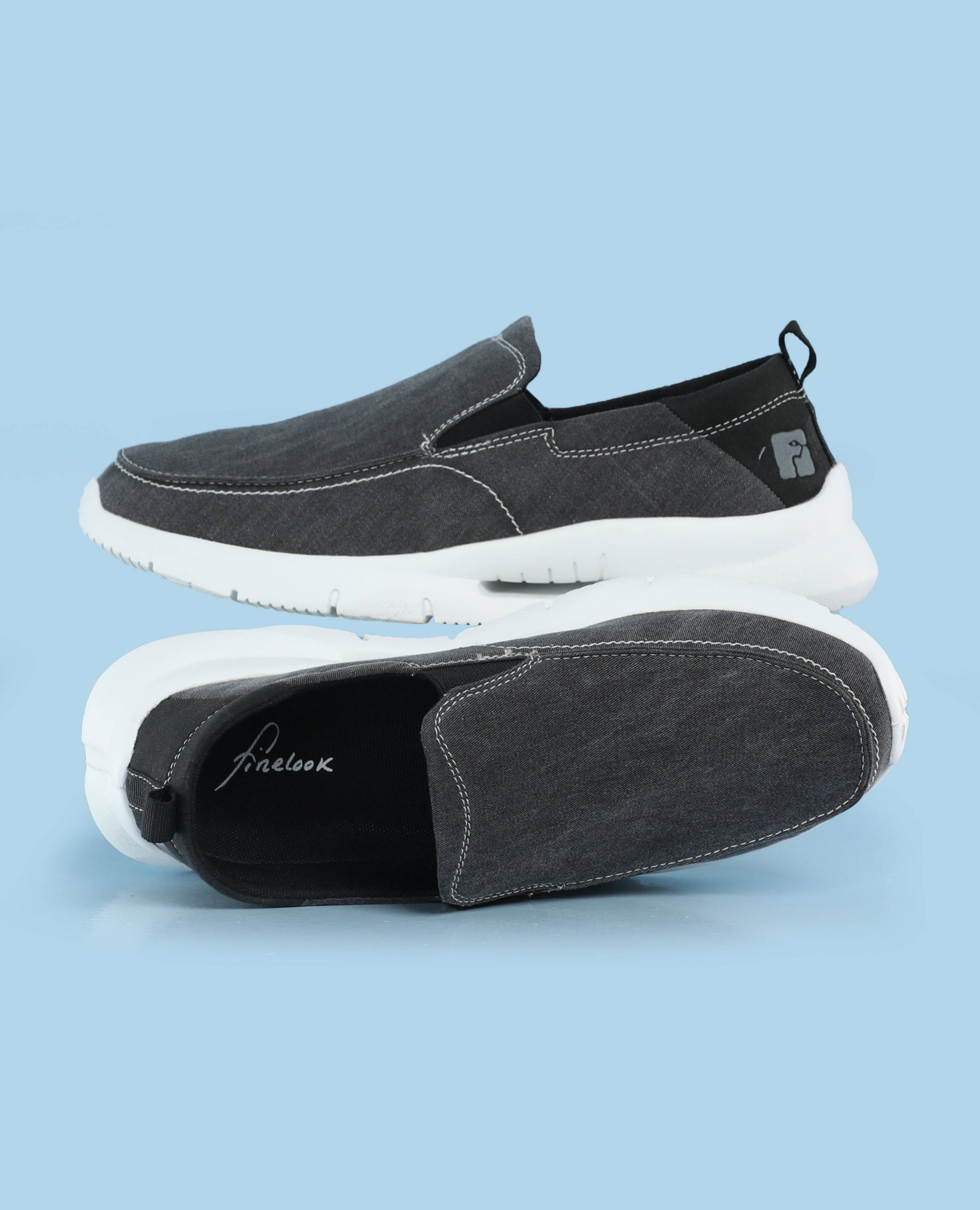 Men Casual Slip On Shoes finelook black color side picture