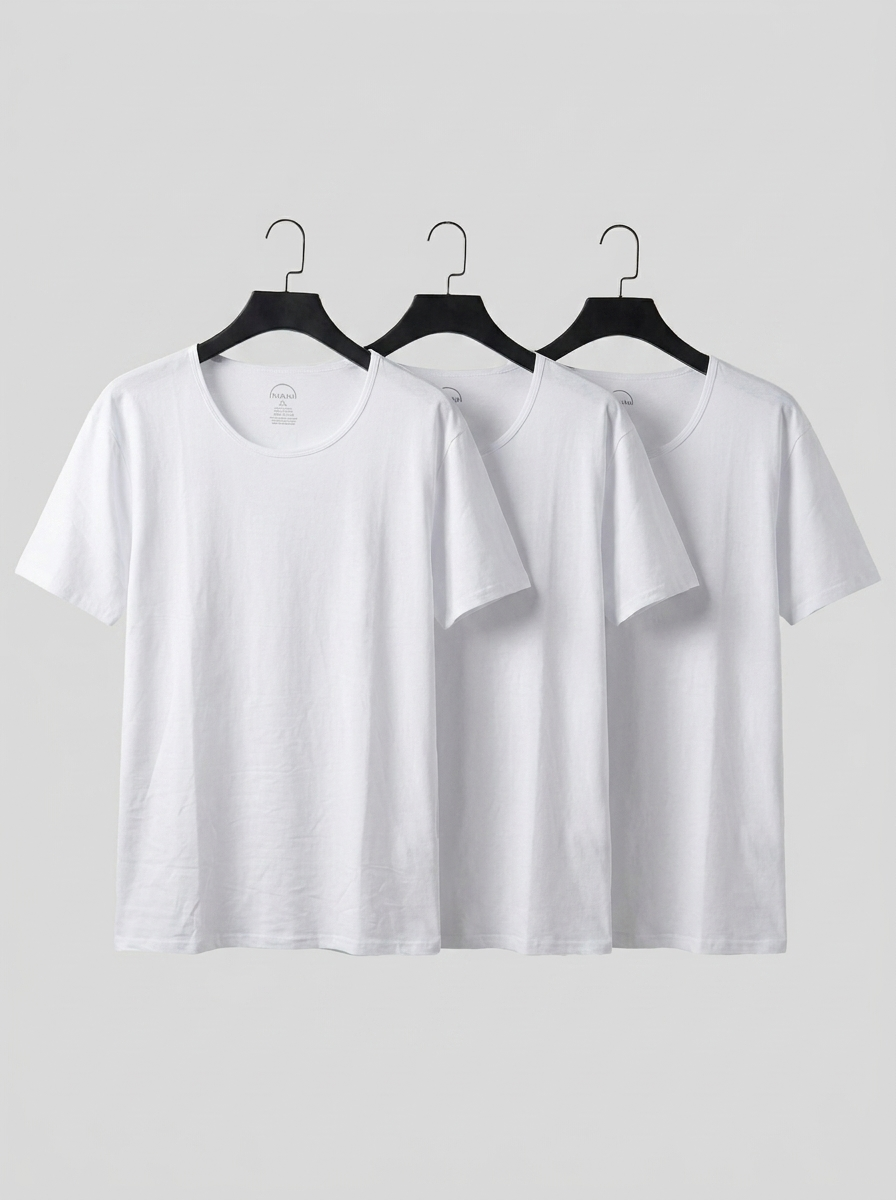 Men's Cotton U-Neck Undershirt 3 pc Set - Value Pack