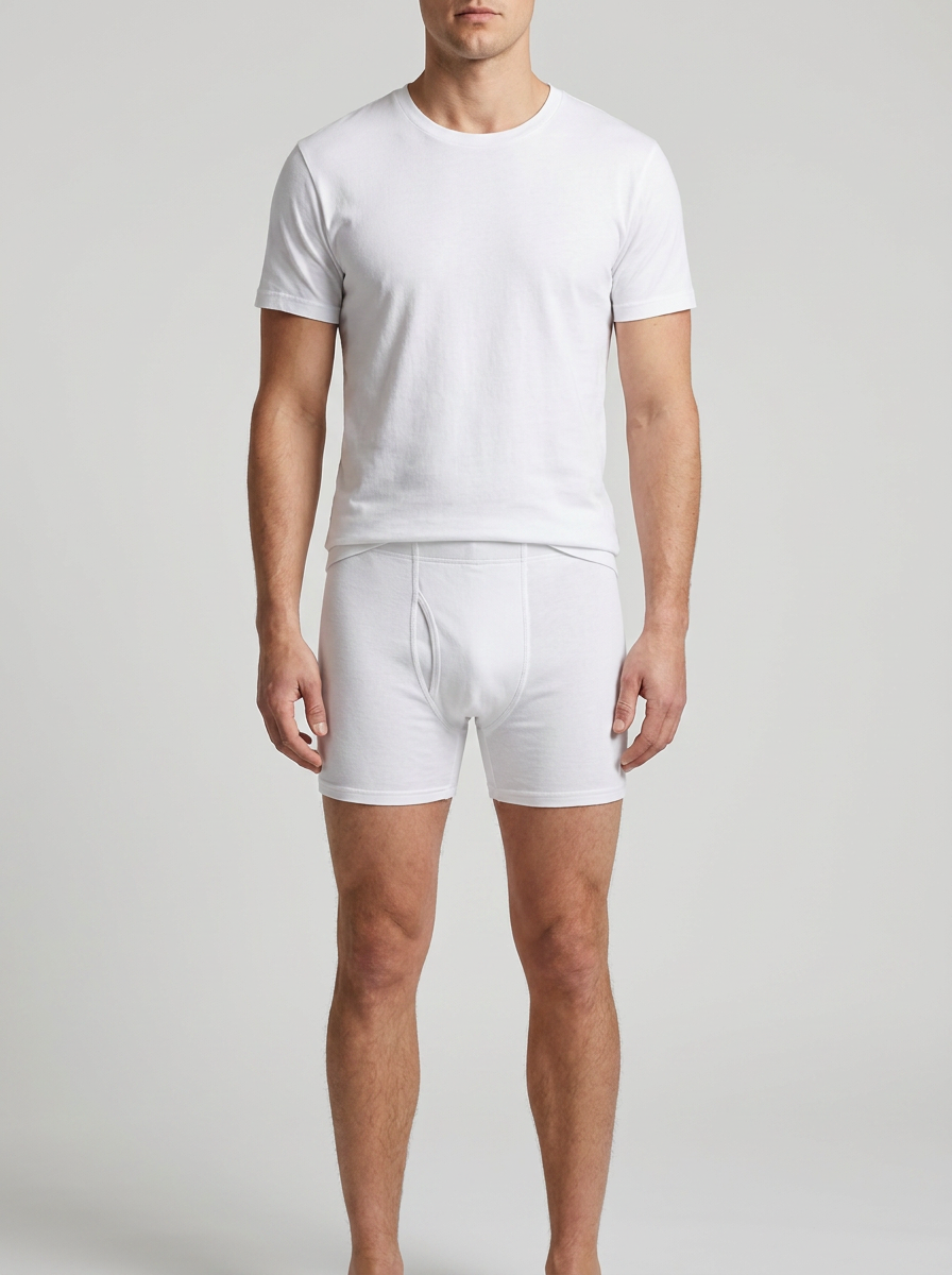 Men's Cotton U-Neck Undershirt – Classic White Base Layer 