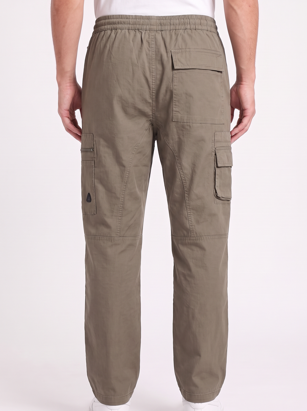 Men's Drawstring Cargo baggy Fit Pants – Elastic Waist Cotton Ripstop Utility Track Pants with Zipper Pockets