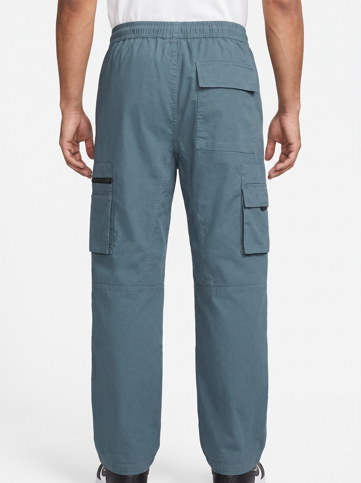 Men's Drawstring Cargo baggy Fit Pants – Elastic Waist Cotton Ripstop Utility Track Pants with Zipper Pockets