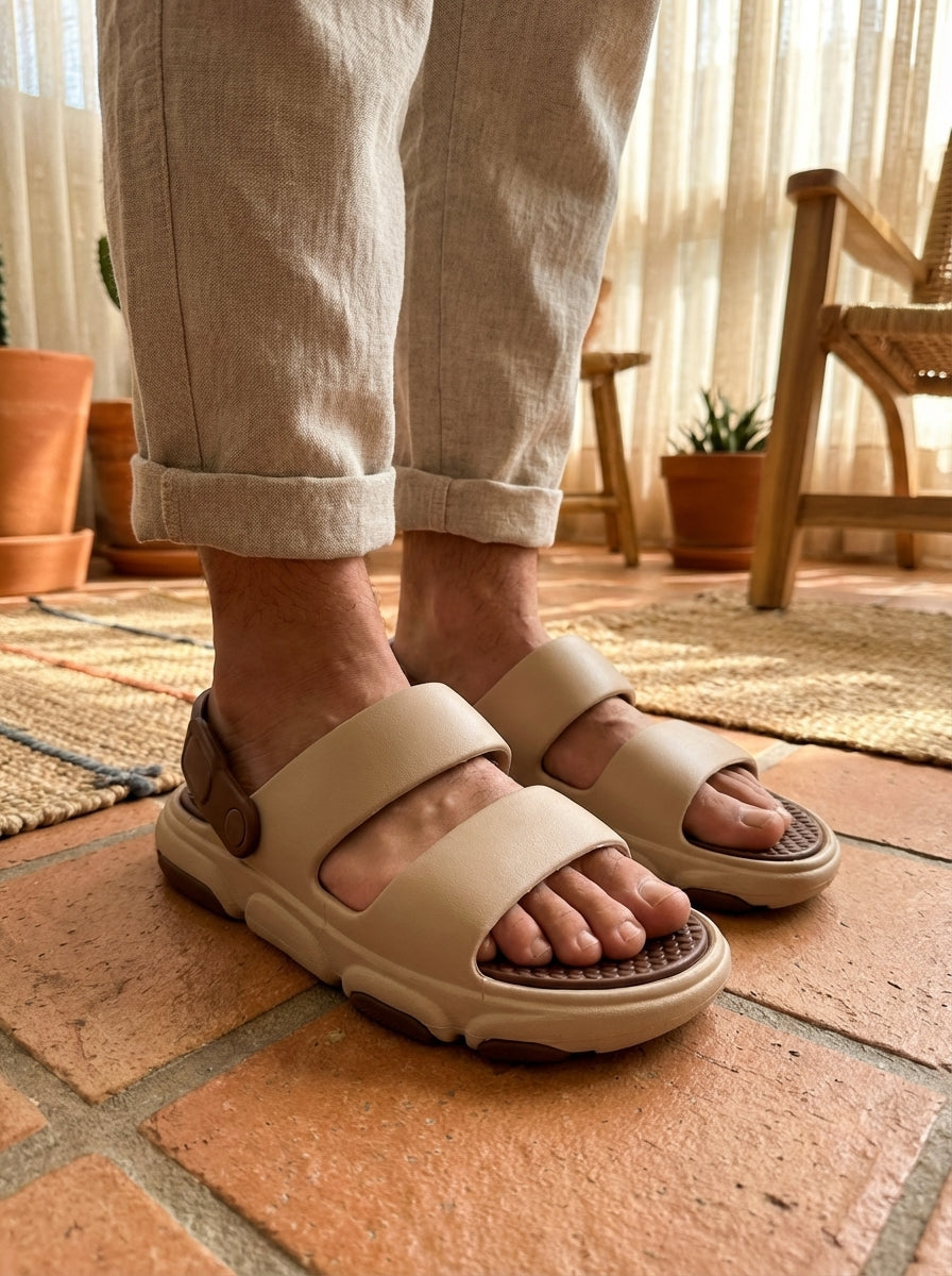 Men's beige comfort sandals casual style