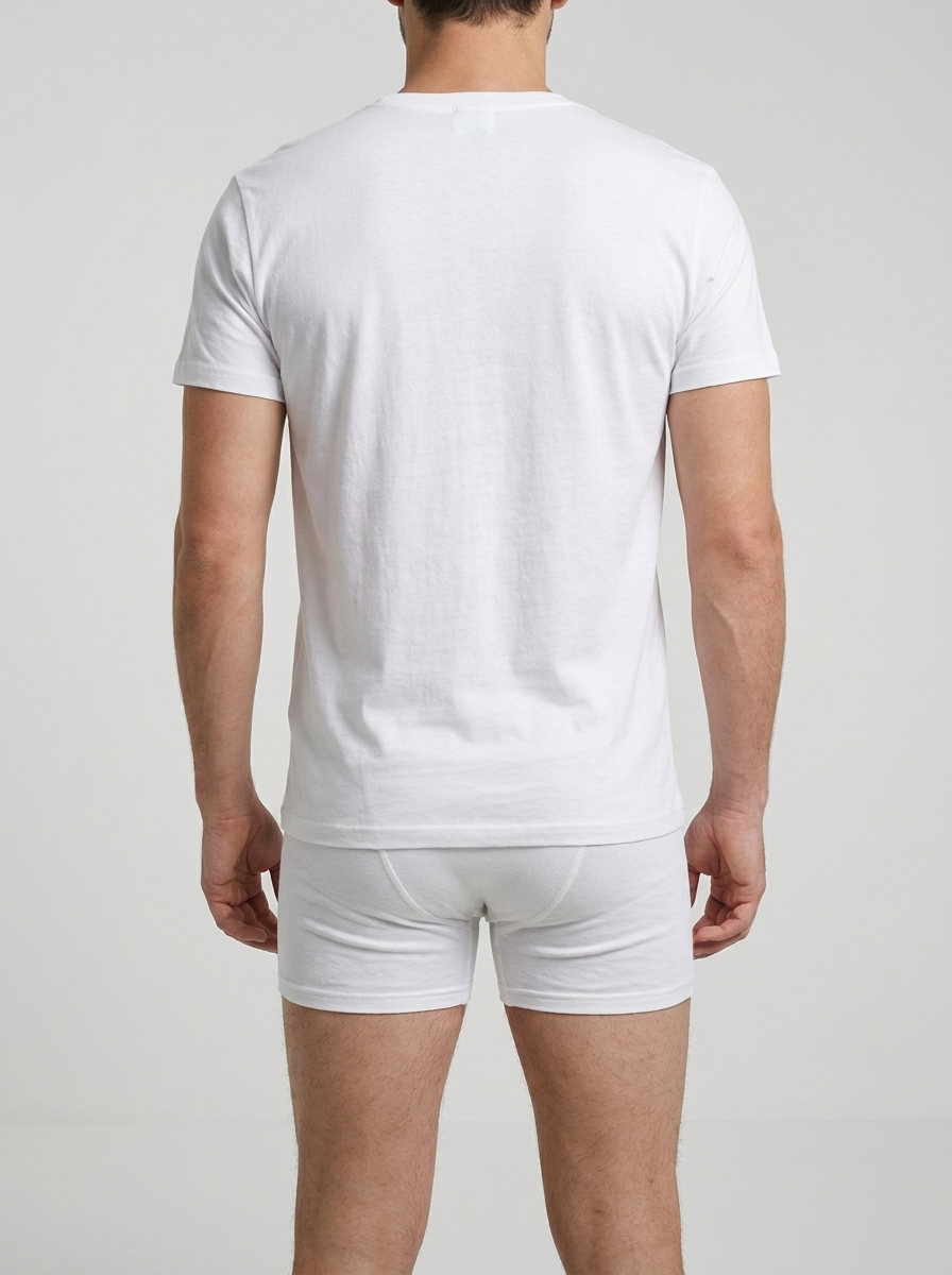 Men's Cotton U-Neck Undershirt – Classic White Base Layer 