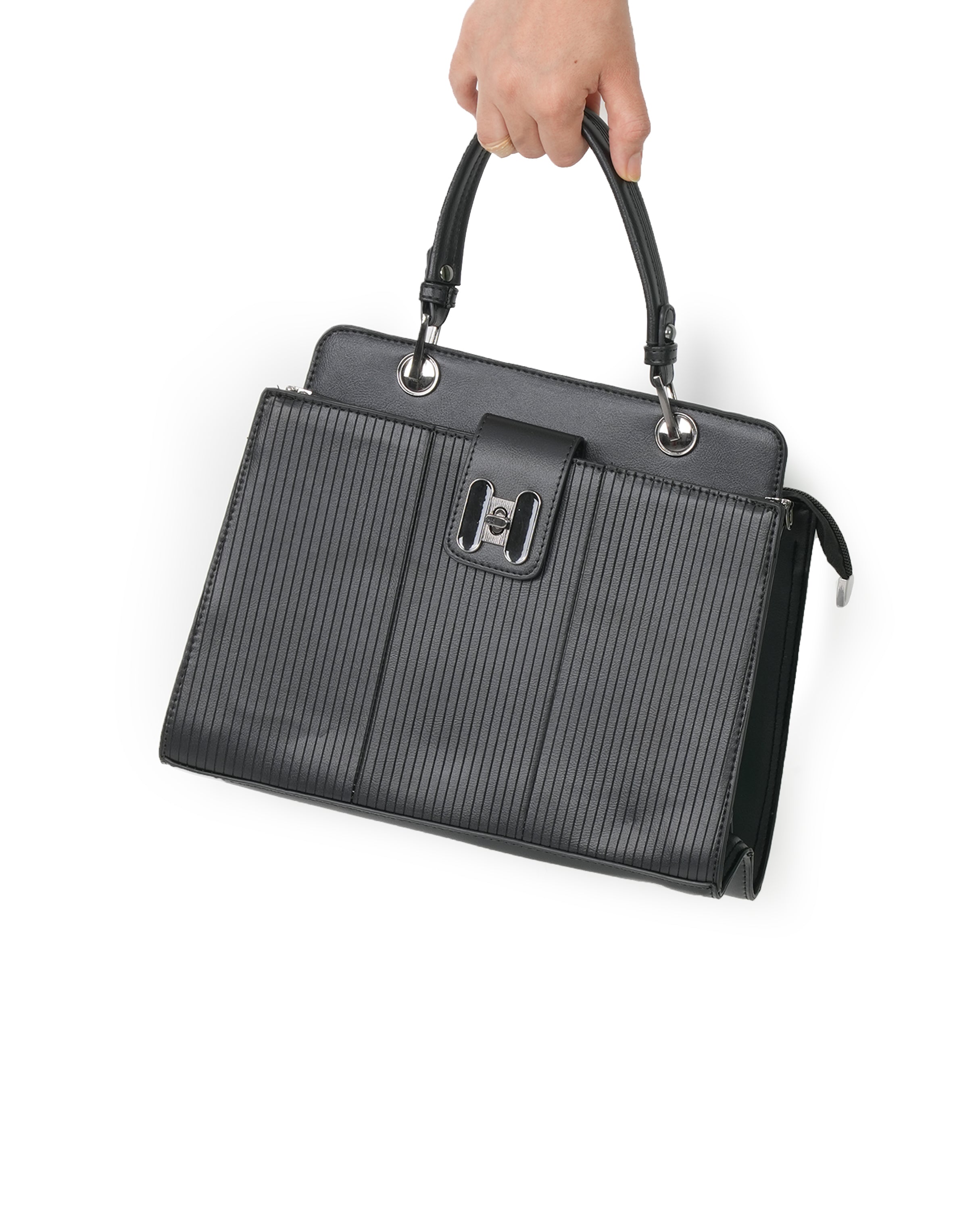 Multi-Color Stripe Handbag Set – Stylish 2-Compartment Bag with Wallet.
