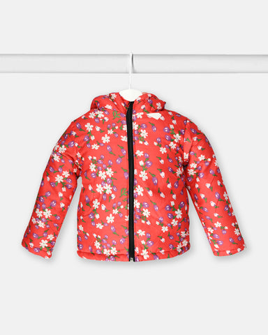 Girls Printed Zippered Puffer Jacket
