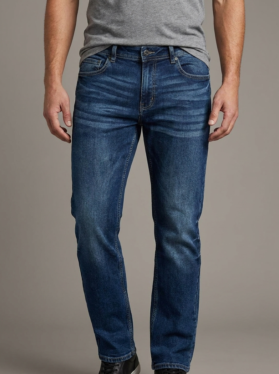 Men’s Athletic Fit Jeans – Vintage Distressed Denim – Everyday Jeans