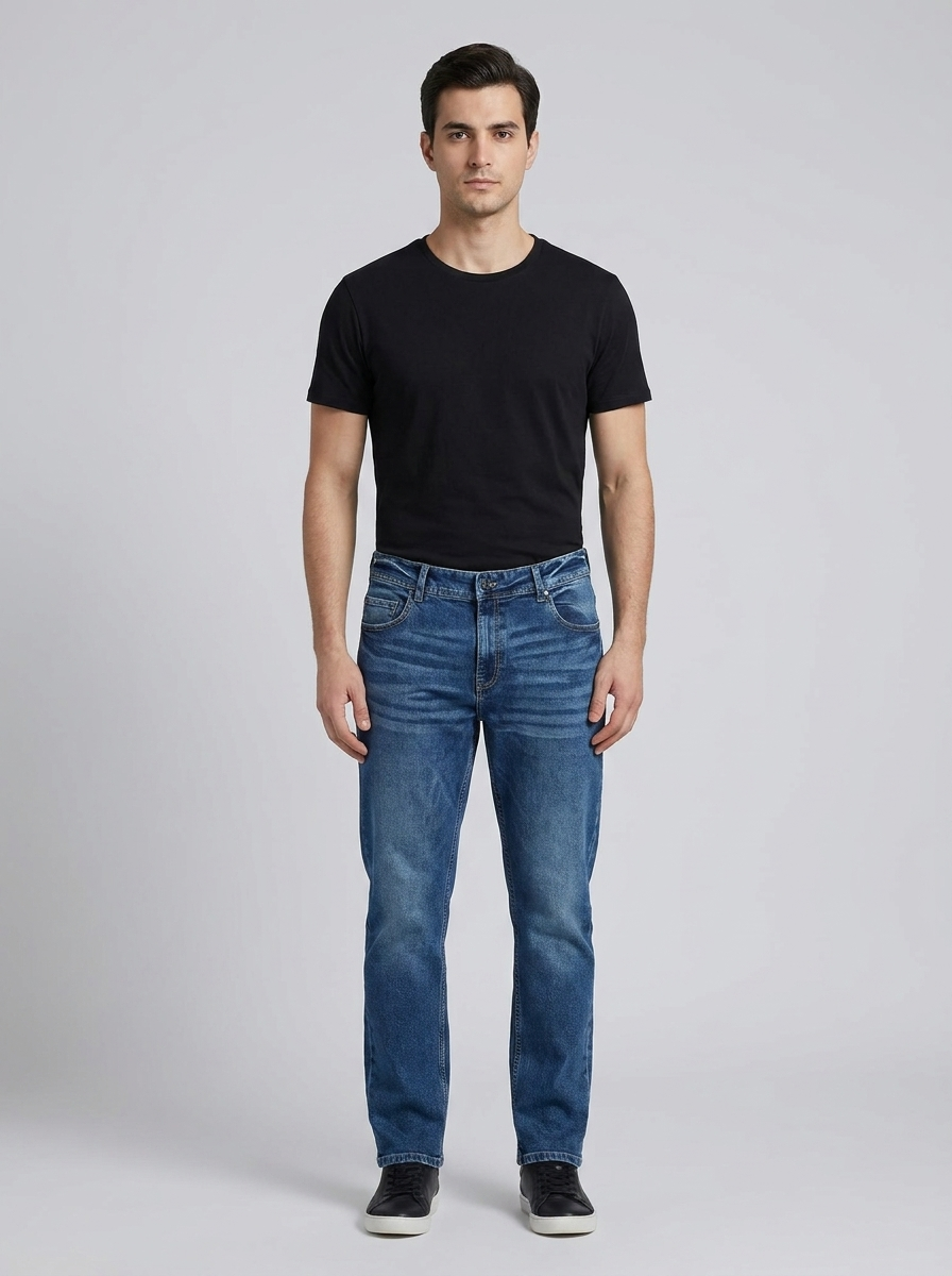 Men’s Athletic Fit Jeans – Vintage Distressed Denim – Everyday Jeans