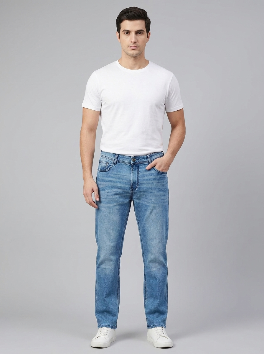 Men’s Athletic Fit Jeans – Vintage Distressed Denim – Everyday Jeans