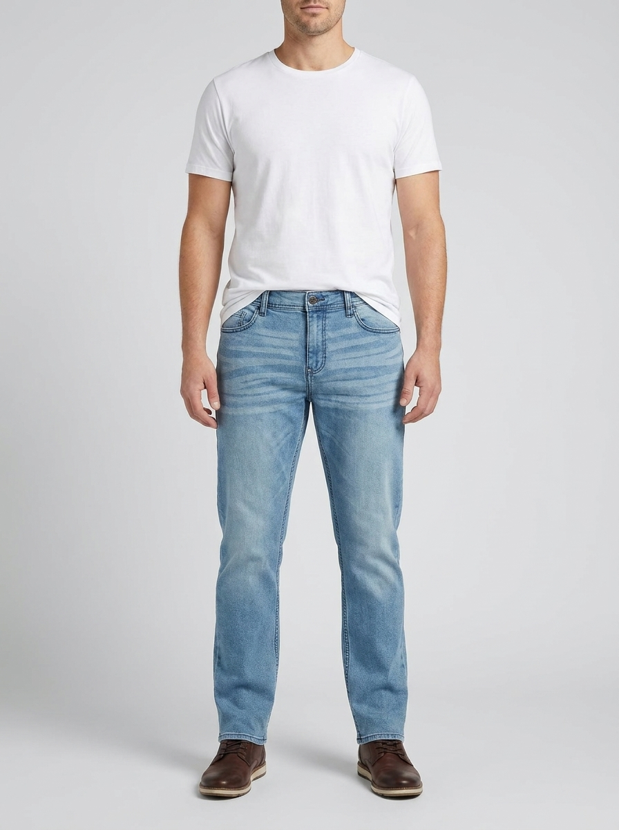 Men’s Athletic Fit Jeans – Vintage Distressed Denim – Everyday Jeans