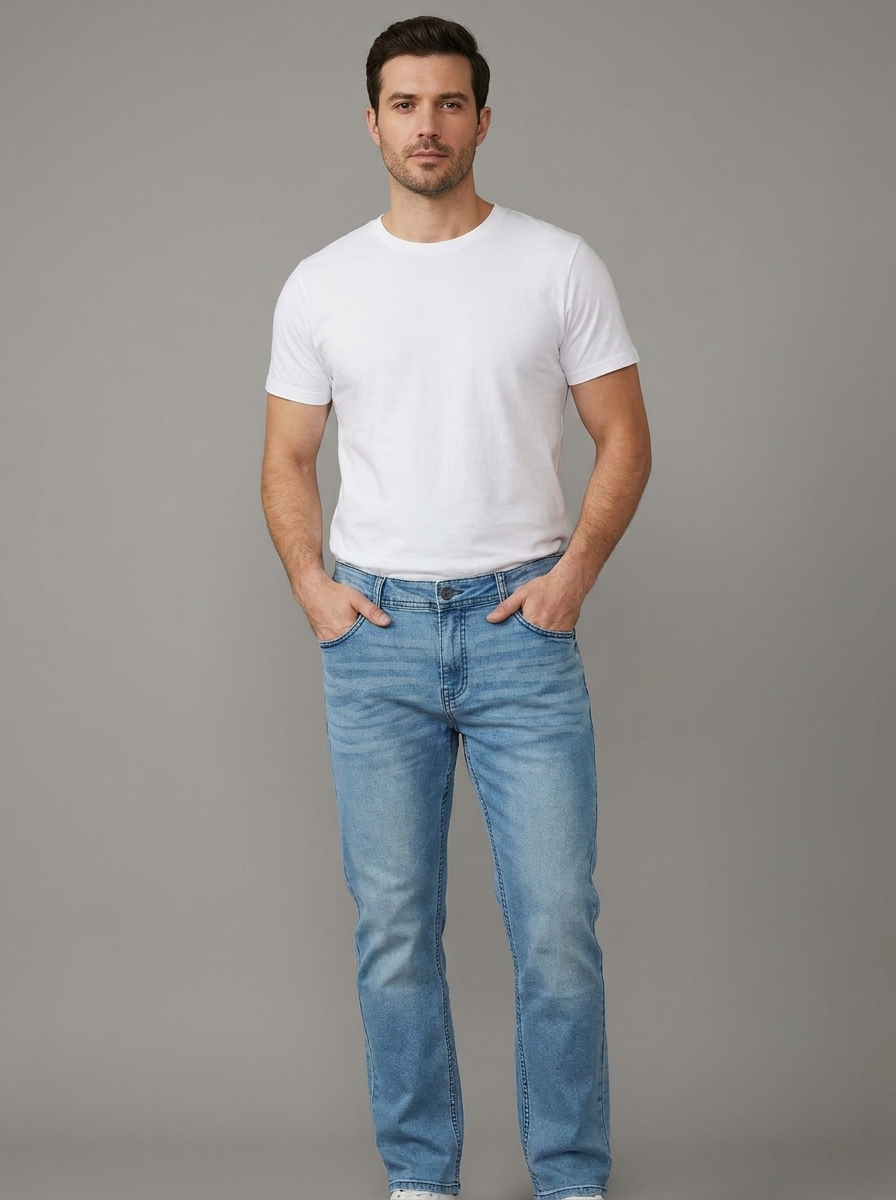 Men’s Athletic Fit Jeans – Vintage Distressed Denim – Everyday Jeans