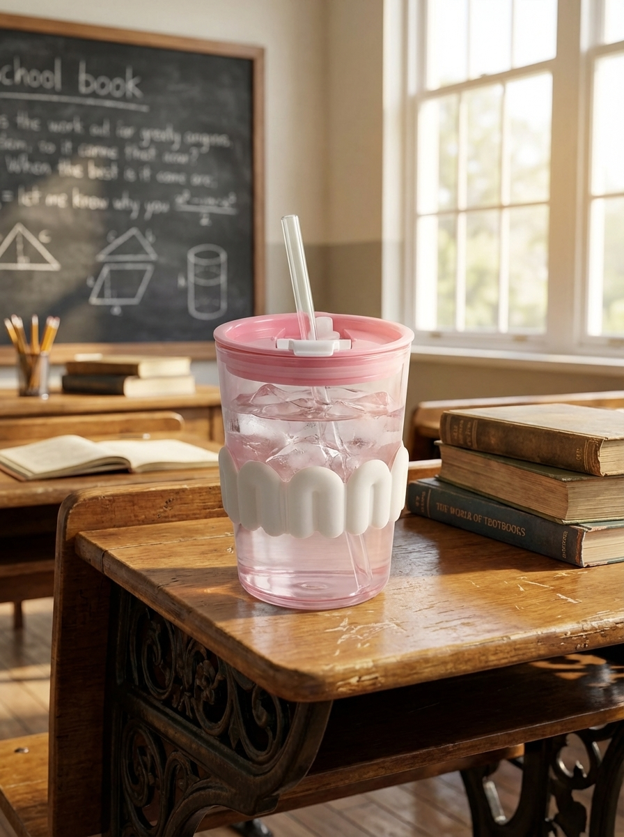 Glass Straw & Cup with detachable Silicone Grip | Leakproof Tumbler – Fine Look