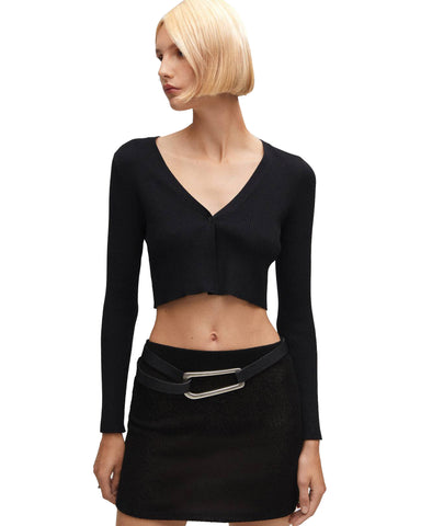 Women's Ribbed Cropped Cardigan