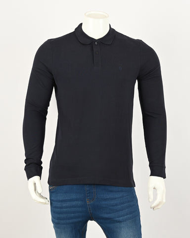 Men's Solid Long Sleeve Polo T-Shirt