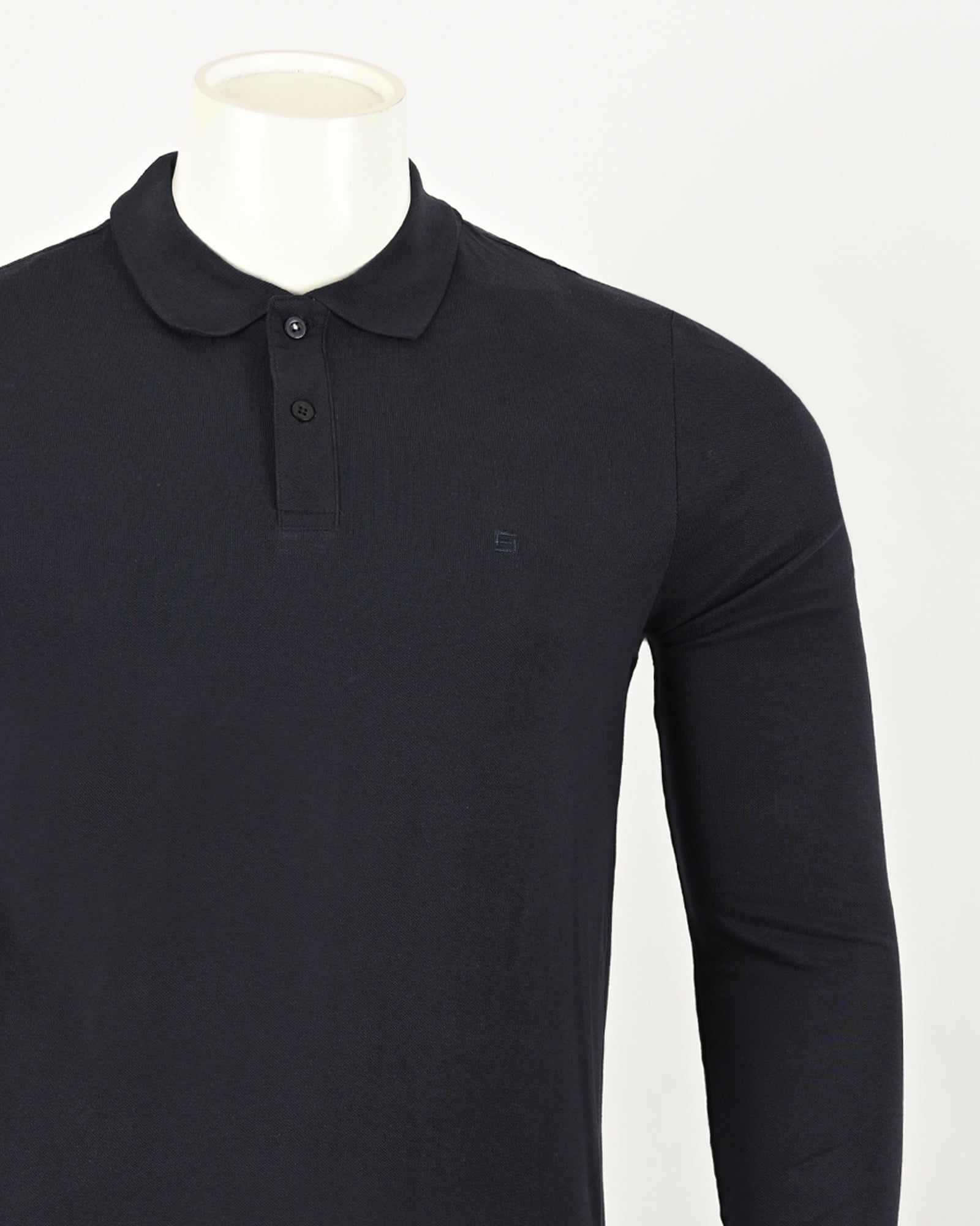 Men's Solid Long Sleeve Polo T-Shirt