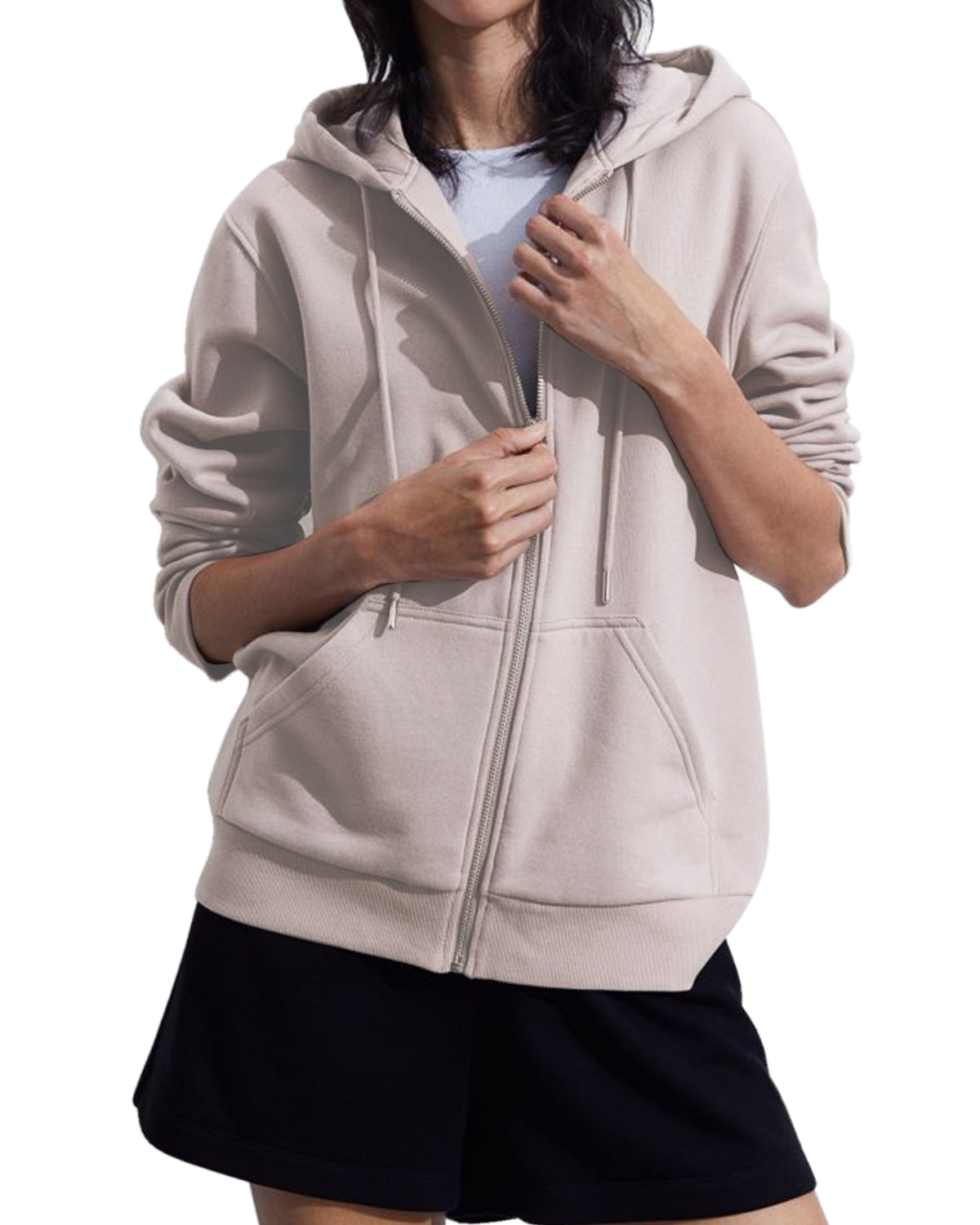 Women's Solid Zipper Hoodie Sweatshirt