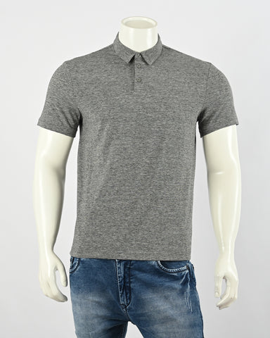 Classic Polo Men's Dark Grey Sporty Polo Half Sleeve Slim Fit T-Shirt