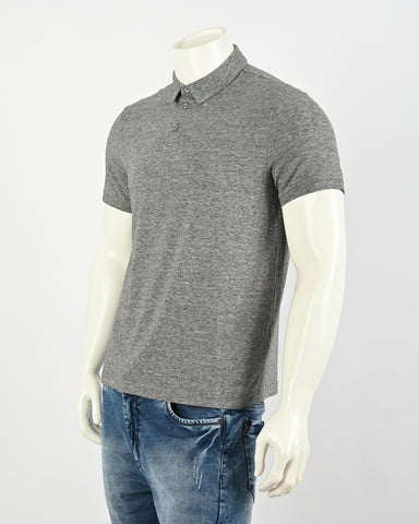 Classic Polo Men's Dark Grey Sporty Polo Half Sleeve Slim Fit T-Shirt
