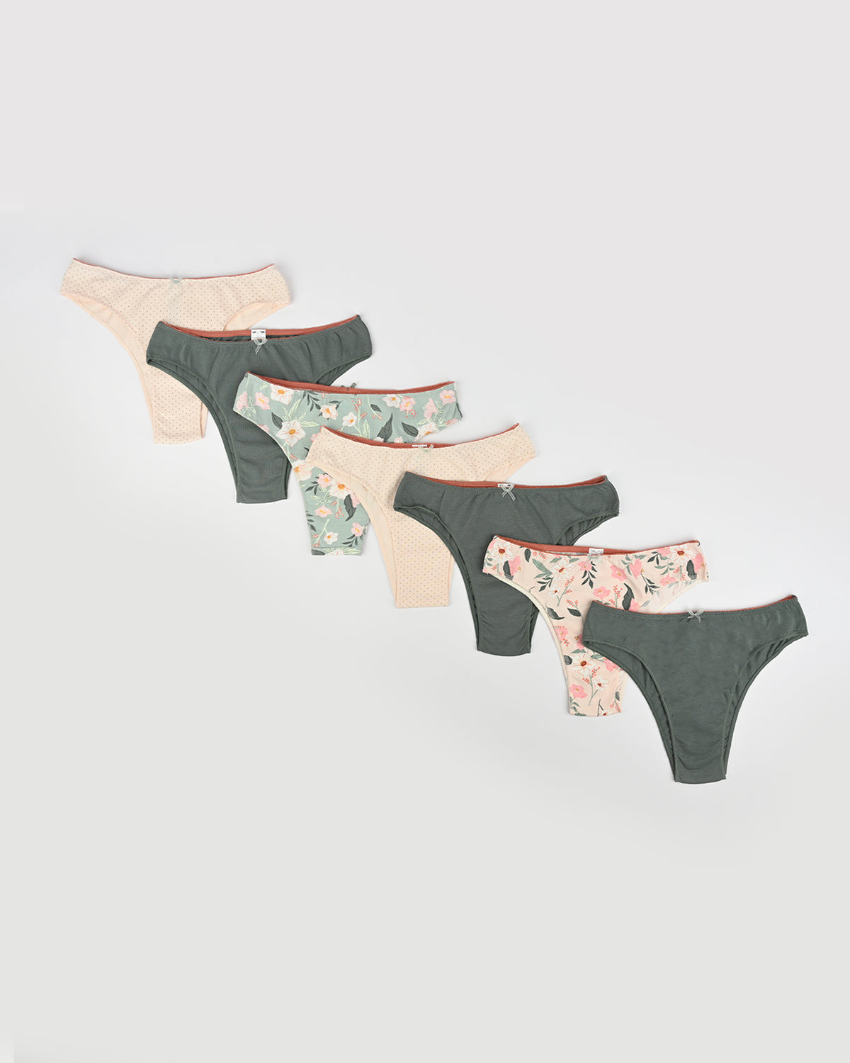 Women's Pack of 7 Floral Hipster Thongs