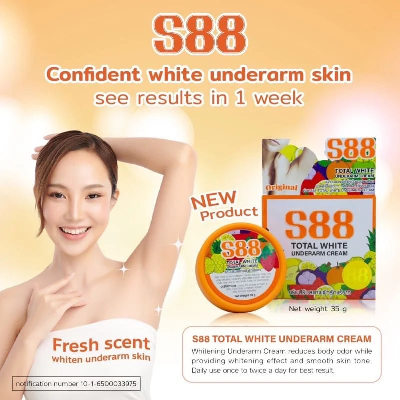 S88 Total White Underarm Lightening Cream, 35g.