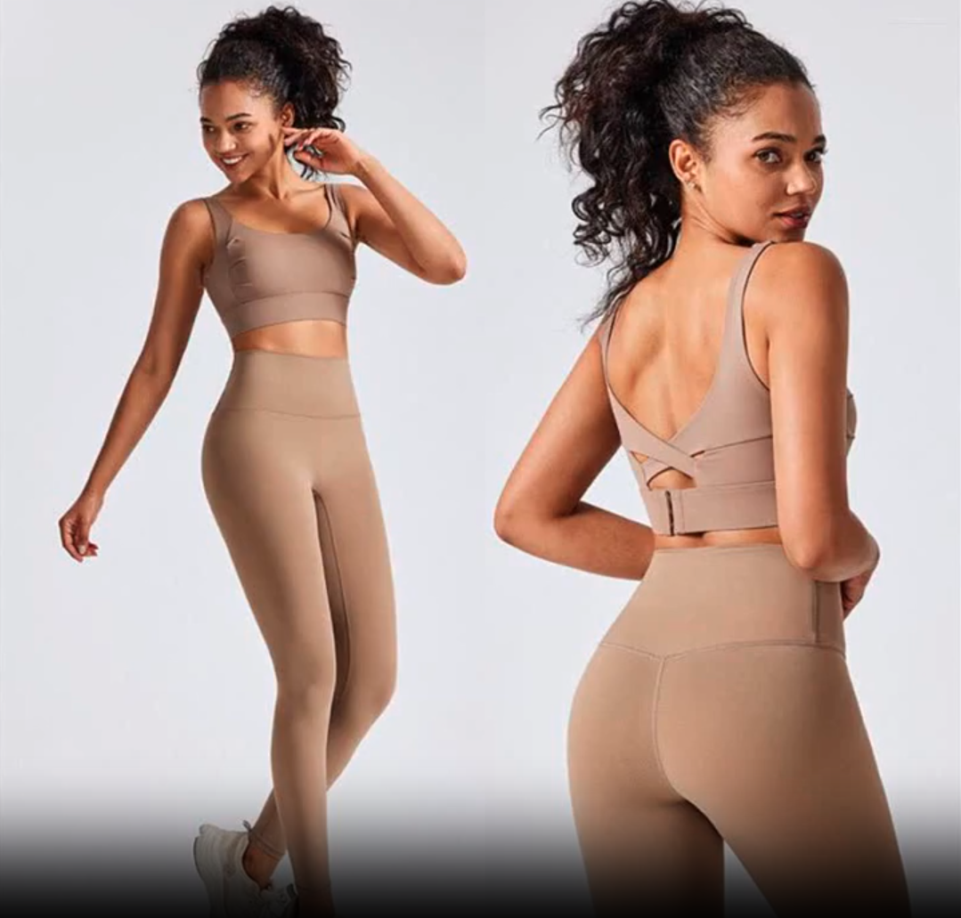 2-Piece Cross Back Sports top and Yoga Leggings.