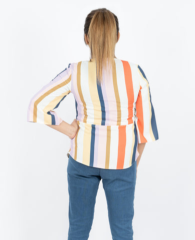 Women's wrap stripe top