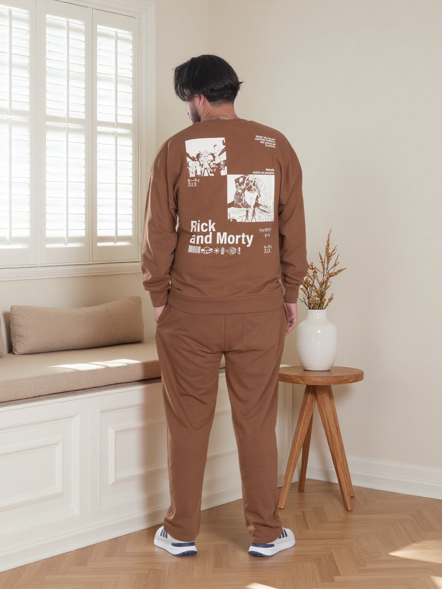 Men’s Rick & Morty Printed Fleece Tracksuit – Sweatshirt & Jogger Set