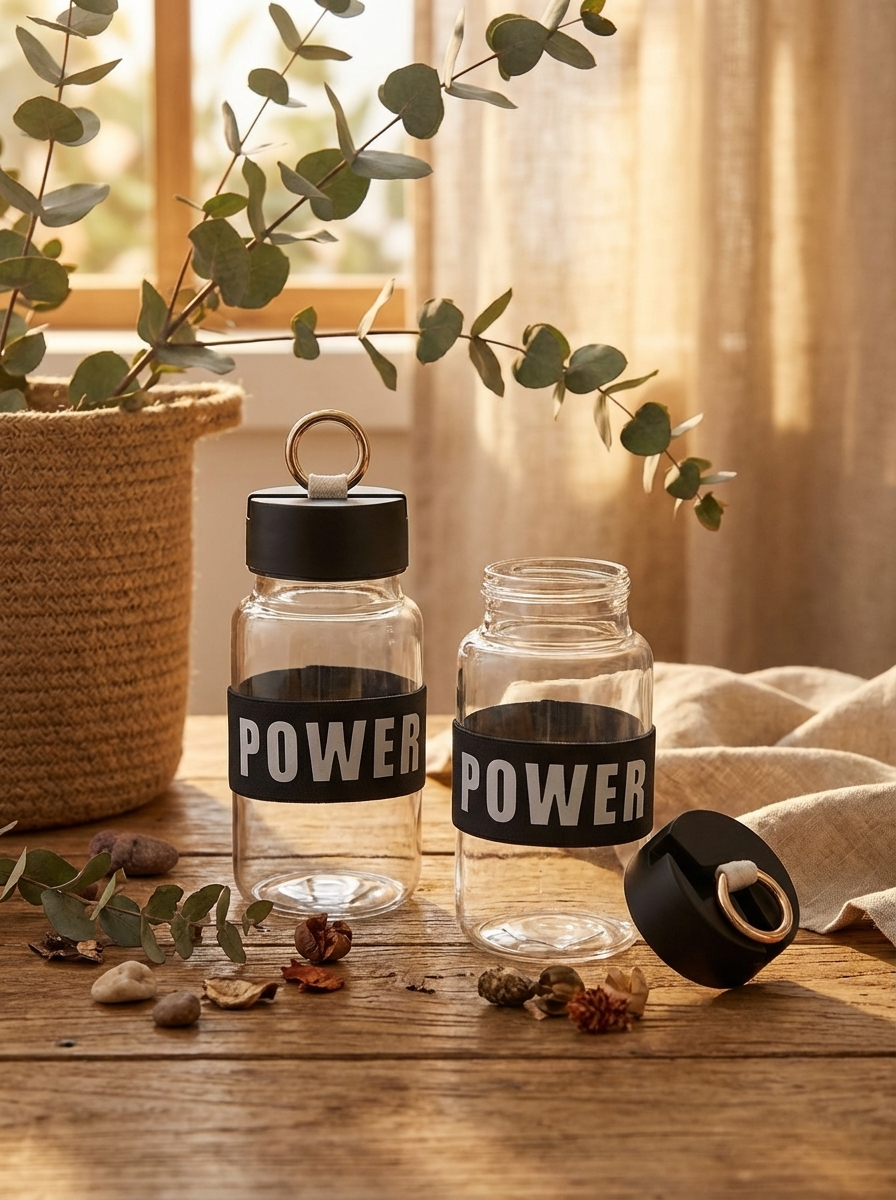 POWER Water Bottle with Handle | Leakproof Fitness Bottle 400 ml – Fine Look