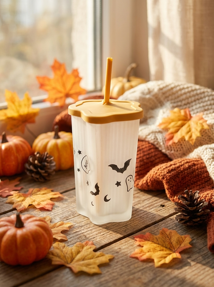 Glass Cup with Silicone Lid & Straw | Cute Aesthetic Tumbler – Fine Look