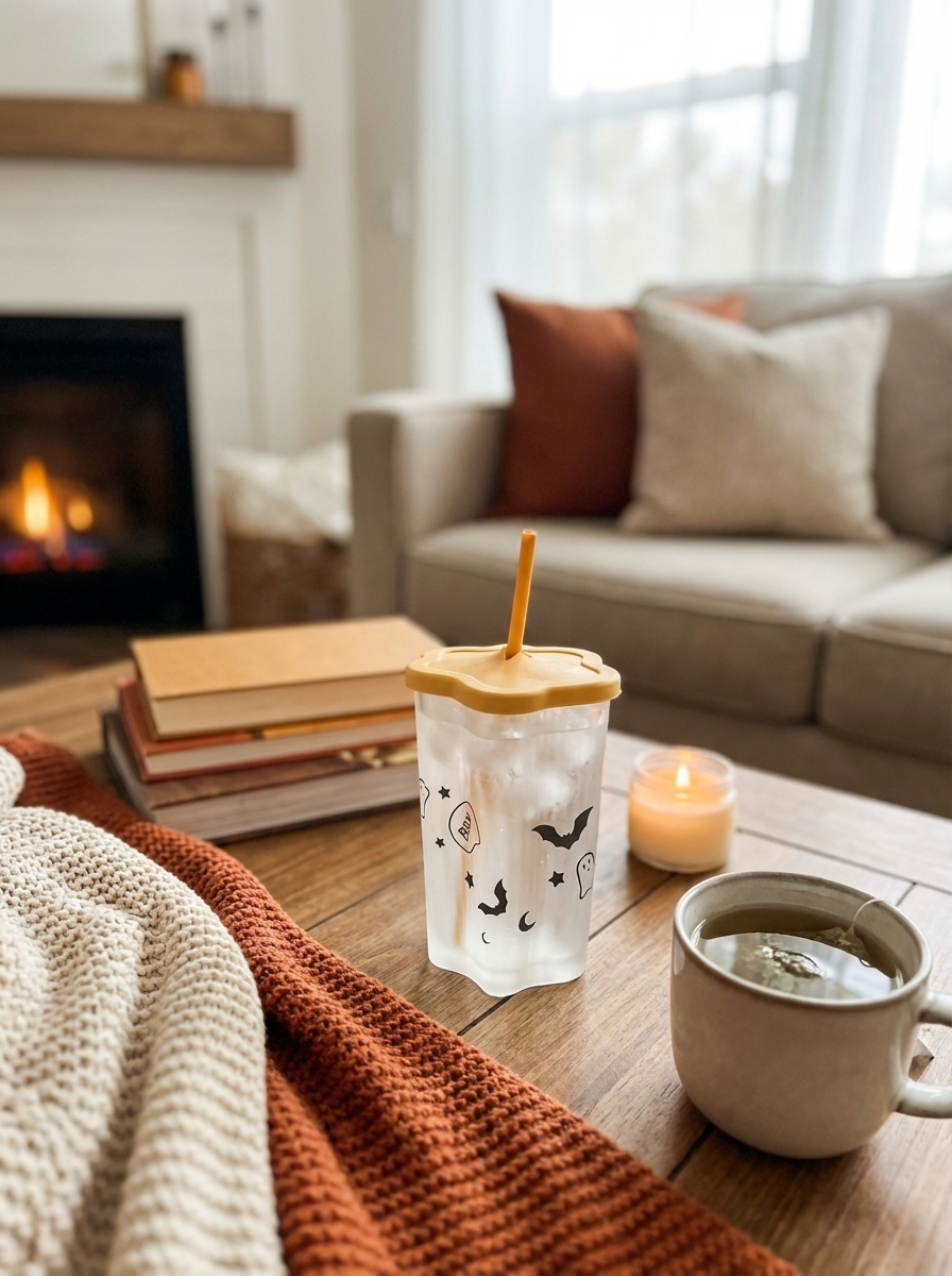 Glass Cup with Silicone Lid & Straw | Cute Aesthetic Tumbler – Fine Look